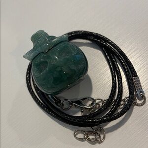 Green aventurine crystal witch pumpkin Pendant Necklace